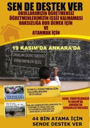 Ataması Yapılmayan Öğretmenler 19 kasım’da Ankara da