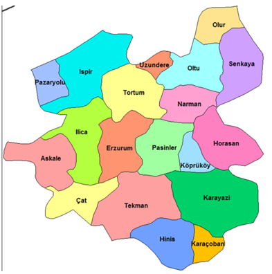 Erzurum il, ilçe nüfusu, iklimi, tarımı, sanayisi, ekonomi, coğrafyası